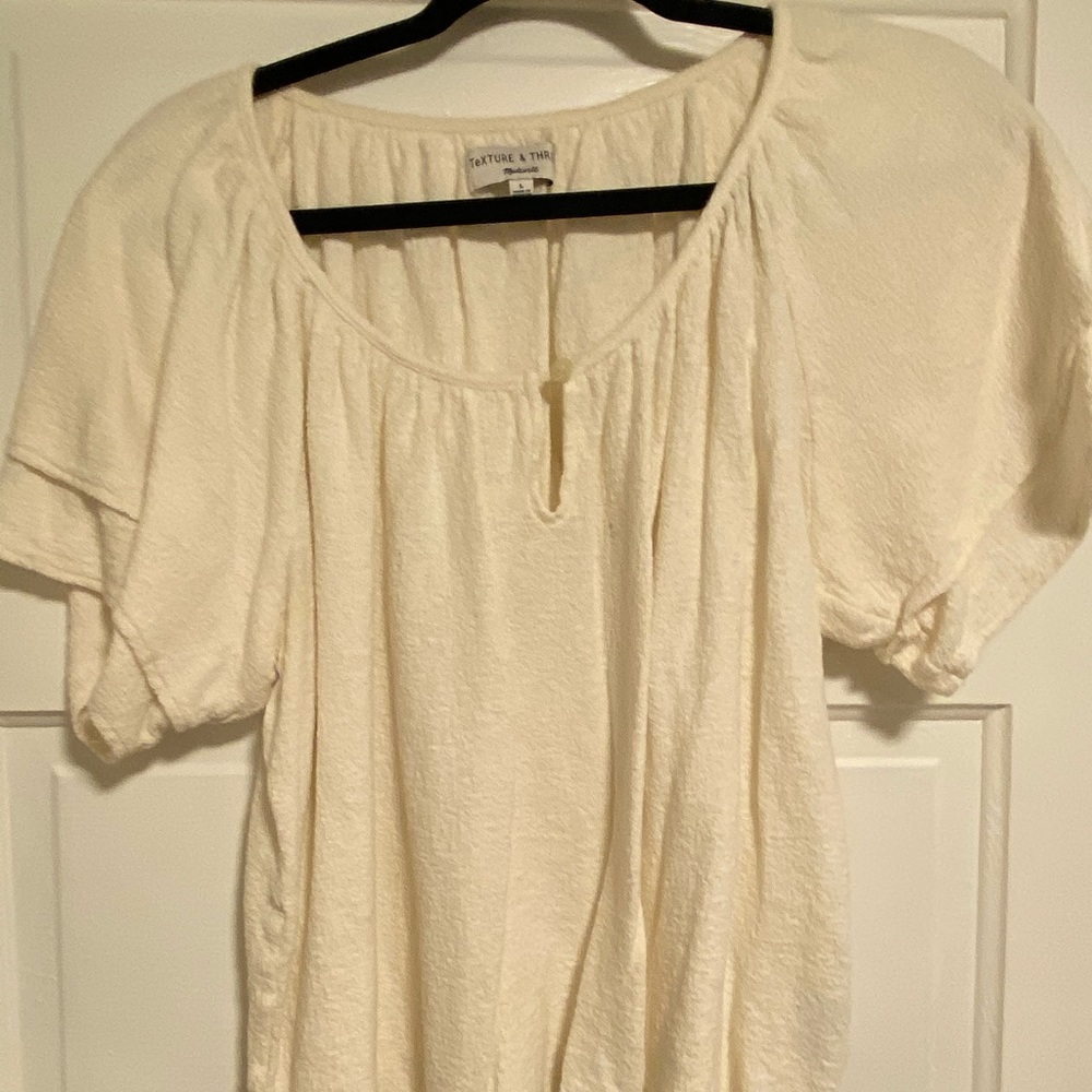 Madewelll Cream Short Sleeve Blouse